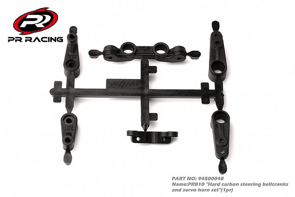 PRB10 Steering Bell Crank & Rack & servo horns Set (Carbon) (Hard) (1pr)