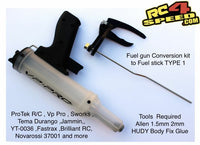 Fuel gun conversion kit to fuel stick Type 1